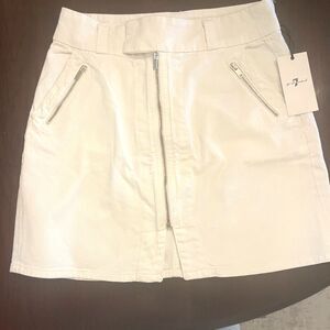 NWT 7 For All Mankind Womens White Denim Mini Skirt Size 28 Side Back Pockets